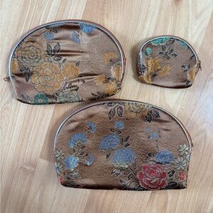 Floral Brown Cosmetic Bag Set